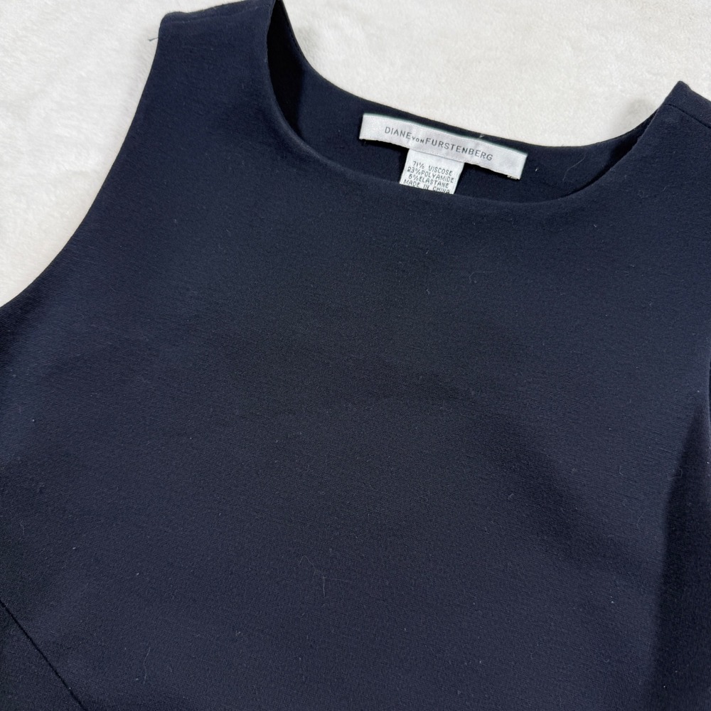 Diane von Furstenberg Navy Blue Sleeveless Side Zippers Sheath‎ Dress Size 0